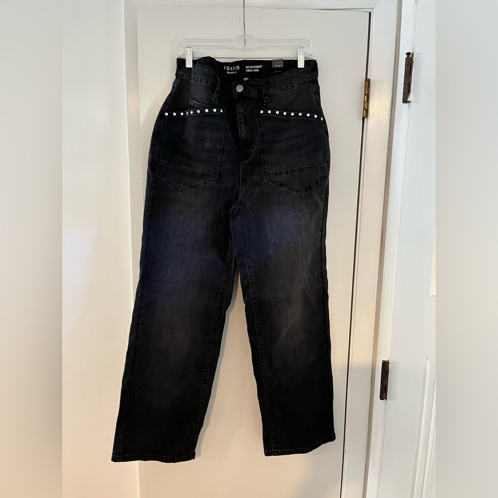 torrid Black High-Rise Jeans with Silver Stud Trim NWT